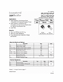 DataSheet IRLU7821 pdf