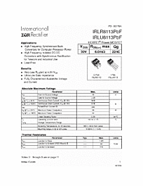 DataSheet IRLU8113 pdf