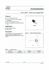 DataSheet STGW40NC60KD pdf