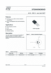 DataSheet STGW45NC60VD pdf