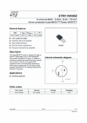 DataSheet STW11NK90Z pdf