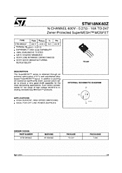 DataSheet STW18NK60Z pdf