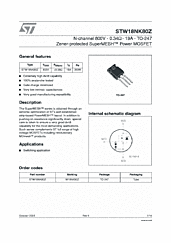 DataSheet STW18NK80Z pdf