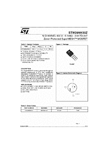 DataSheet STW29NK50Z pdf