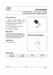 DataSheet STW30NM60D pdf