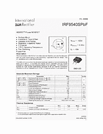 DataSheet IRF9540SPBF pdf