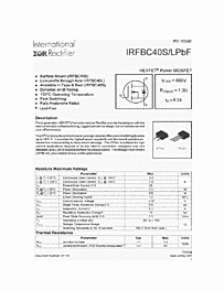 DataSheet IRFBC40LPBF pdf