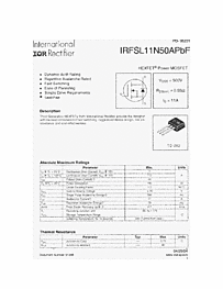 DataSheet IRFSL11N50APBF pdf